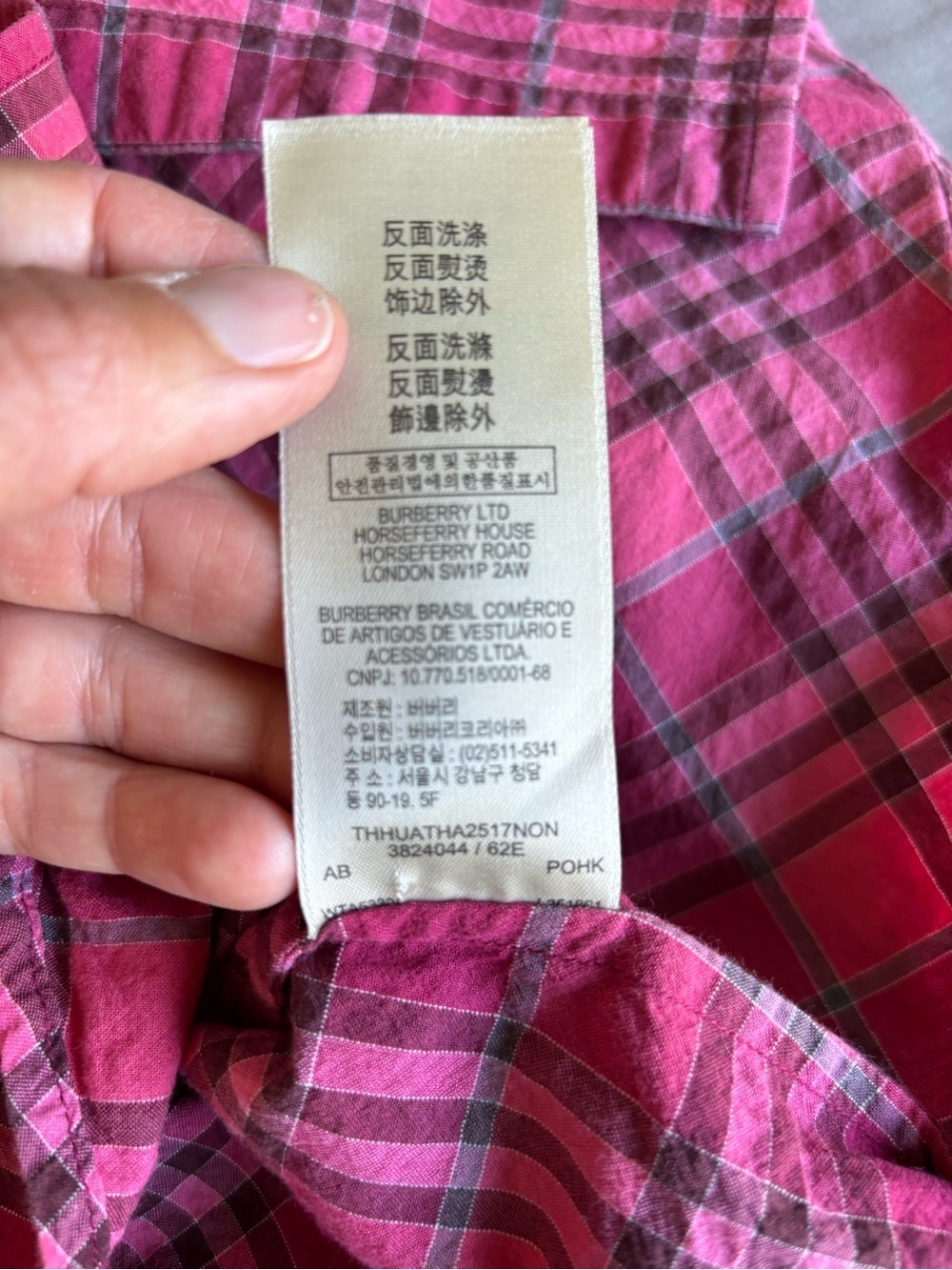 Burberry Brit Pink Plaid Button Down Shirt Stretch Preppy Feminine Small - Picture 8 of 8